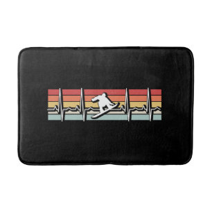 Snowboarding Retro Heartbeat Bath Mat
