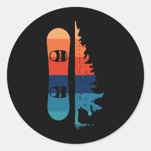 Snowboarding Retro Skier Apparel Retro Vintage Sno Classic Round Sticker