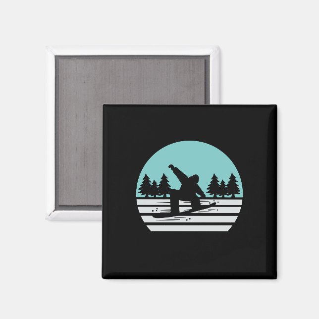 Snowboarding Retro Vintage Magnet (Front/Back)