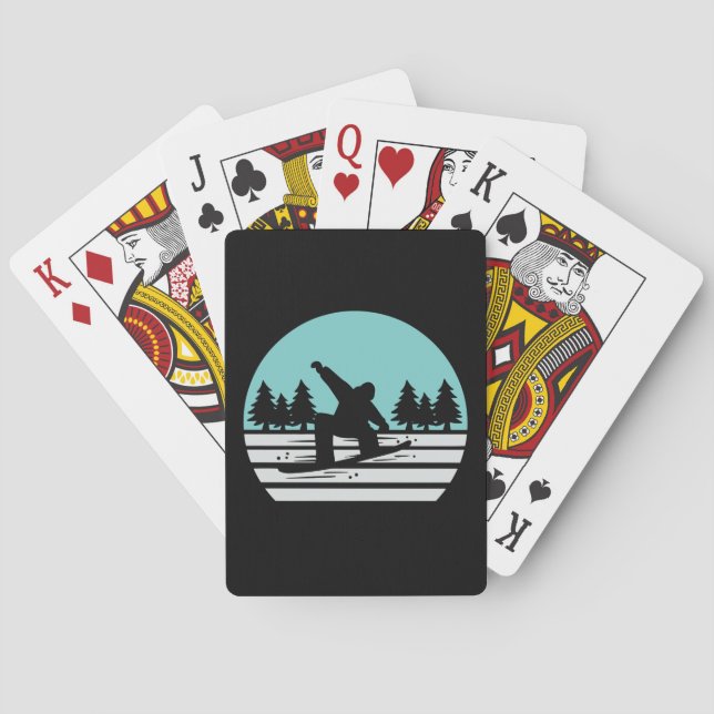 Snowboarding Retro Vintage Playing Cards (Back)