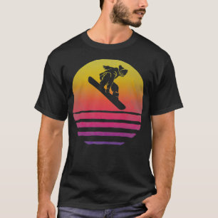Snowboarding Retro Vintage Sunset Old School Funny T-Shirt