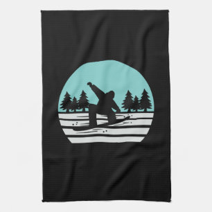Snowboarding Retro Vintage Tea Towel