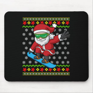 Snowboarding Santa Snowboarder Ugly Christmas Snow Mouse Pad