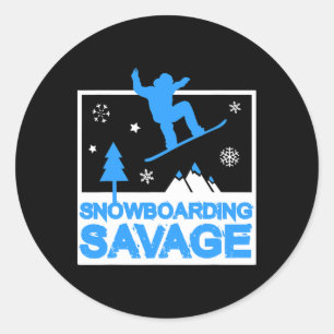 Snowboarding Savage Kids Cool Youth Freestyle Snow Classic Round Sticker