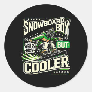 Snowboarding Shirt Boys Snowboarder Snowboard Love Classic Round Sticker