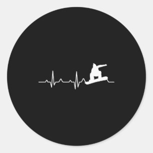 Snowboarding Shirt Heartbeat Snowboarder Gift Classic Round Sticker