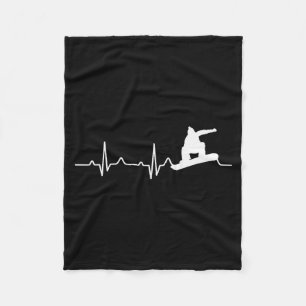 Snowboarding Shirt Heartbeat Snowboarder Gift Fleece Blanket