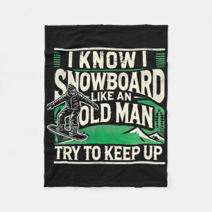 Snowboarding Shirt Men Grandpa Snowboarder Snowboa Fleece Blanket