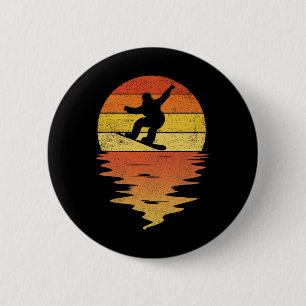 Snowboarding Shirt Retro Sunset 70s Vintage Snowbo 6 Cm Round Badge