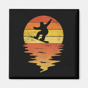 Snowboarding Shirt Retro Sunset 70s Vintage Snowbo Magnet