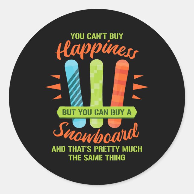 Snowboarding Skiing Funny Snowboard Snowboarder Gi Classic Round Sticker (Front)