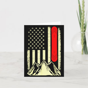 Snowboarding skiing snowboard american flag card