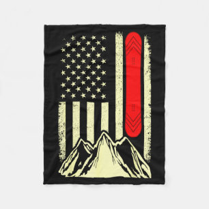 Snowboarding skiing snowboard american flag fleece blanket