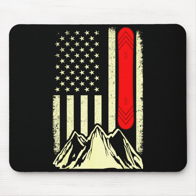 Snowboarding skiing snowboard american flag mouse pad (Front)