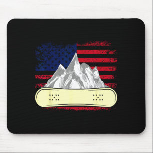 Snowboarding skiing snowboard american flag mouse pad