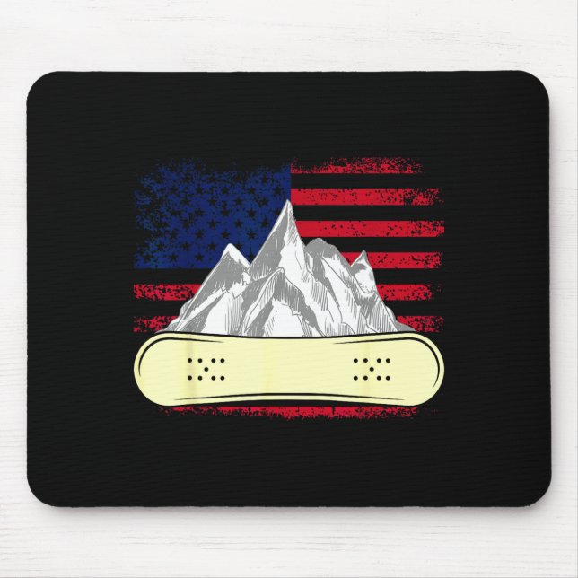 Snowboarding skiing snowboard american flag mouse pad (Front)