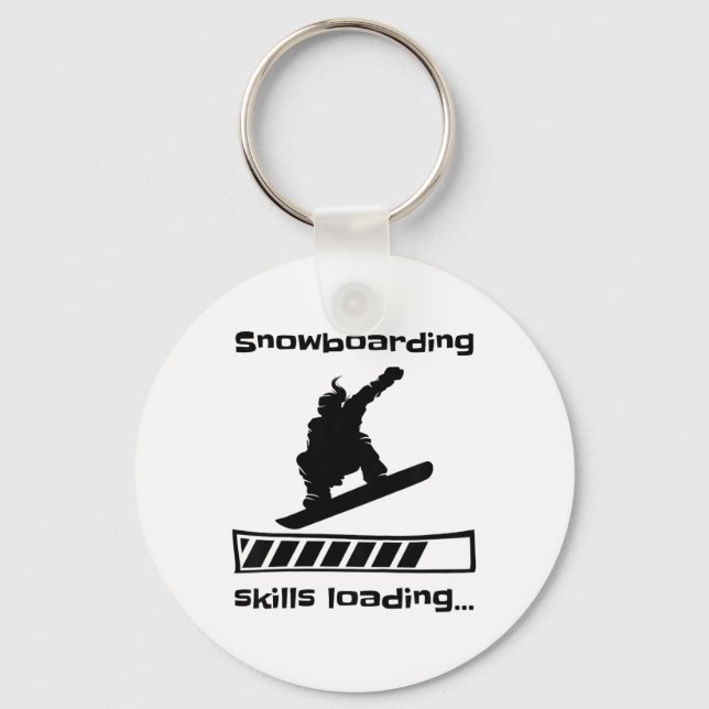 Snowboarding Skills Loading Funny Female Snowboard Key Ring (Front)