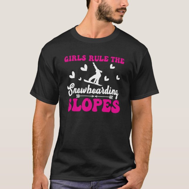 Snowboarding Slopes Ride Girl Snowboarder Winter H T-Shirt (Front)