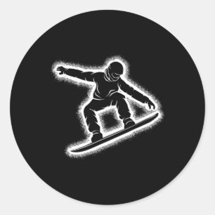 Snowboarding Snowboard Boys Kids Mens 1  Classic Round Sticker