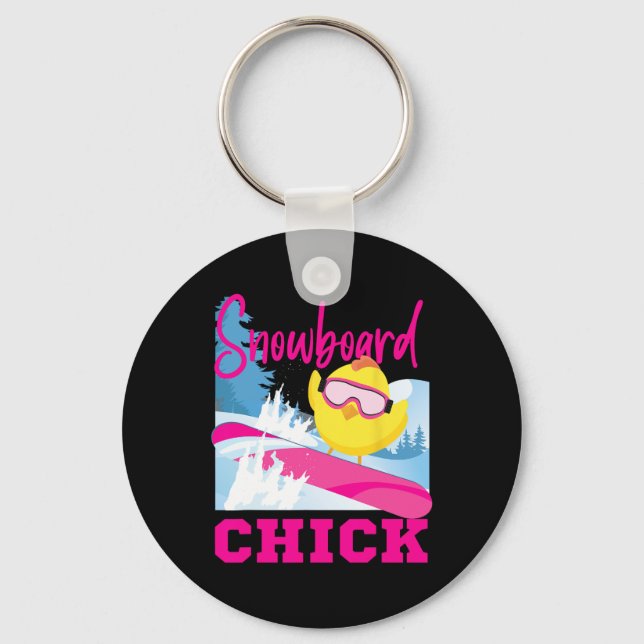 Snowboarding Snowboard Chicken Chick Snowboard Chi Key Ring (Front)