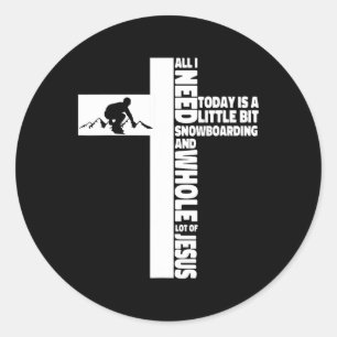 Snowboarding Snowboard Jesus Faith Cross Christian Classic Round Sticker