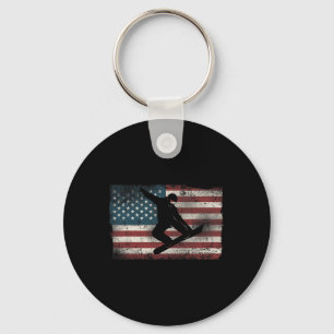 Snowboarding Snowboard Patriotic Vintage American  Key Ring