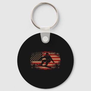 Snowboarding Snowboard Patriotic Vintage American  Key Ring