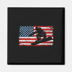 Snowboarding Snowboard Patriotic Vintage American Magnet