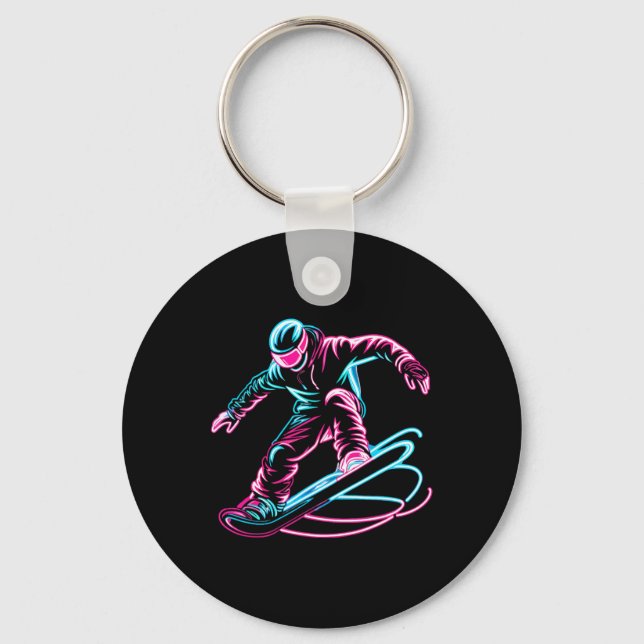 Snowboarding Snowboard Snowboarder 3  Key Ring (Front)