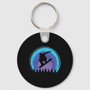 Snowboarding Snowboard Snowboarder Silhouette Grun Key Ring