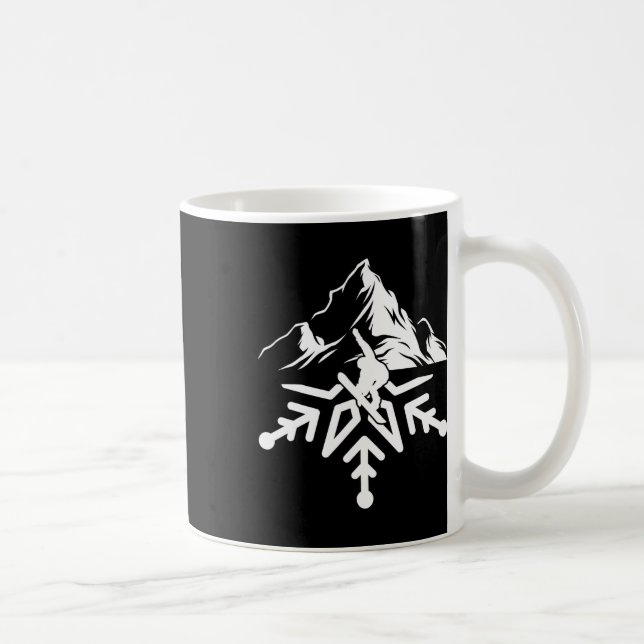 Snowboarding Snowboard Snowflake Vintage Retro  Coffee Mug (Right)