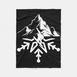 Snowboarding Snowboard Snowflake Vintage Retro Fleece Blanket