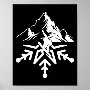 Snowboarding Snowboard Snowflake Vintage Retro  Poster