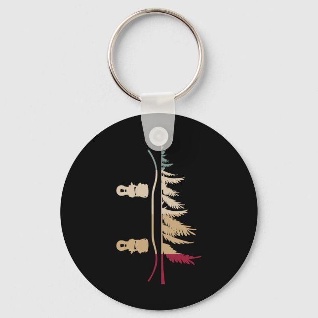 Snowboarding Snowboard Tree Snowboarder Retro  Key Ring (Front)
