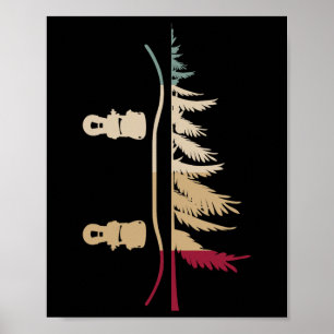 Snowboarding Snowboard Tree Snowboarder Retro  Poster