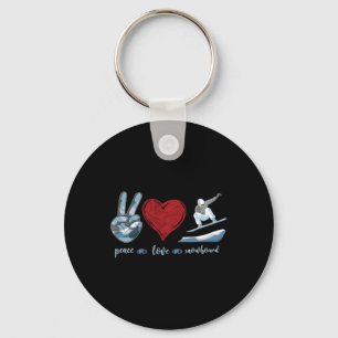 Snowboarding Snowboard Vintage Peace Love  Key Ring