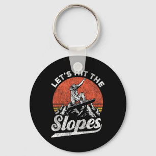 Snowboarding Snowboard Vintage Retro Let's Hit The Key Ring