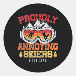 Snowboarding Snowboard Vintage Retro Proudly Annoy Classic Round Sticker