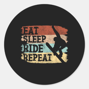 Snowboarding Snowboard Vintage Retro Ride Eat Slee Classic Round Sticker