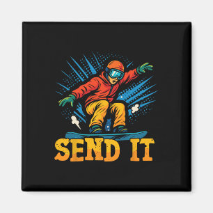 Snowboarding Snowboard Vintage Retro Send It 2 Magnet