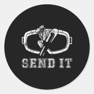 Snowboarding Snowboard Vintage Retro Send It  Classic Round Sticker