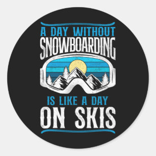 Snowboarding Snowboard Vintage Retro Ski Skiing Go Classic Round Sticker