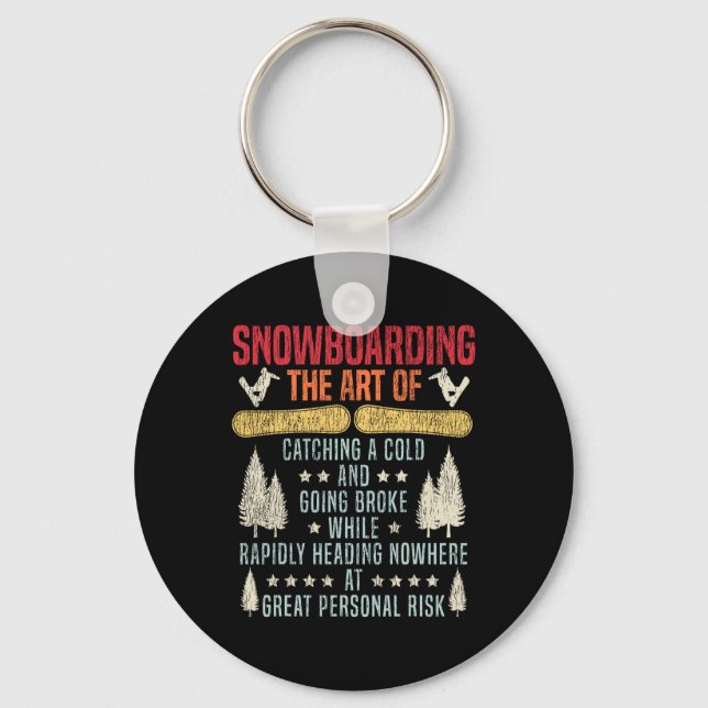 Snowboarding Snowboard Vintage Retro Snowboarding  Key Ring (Front)