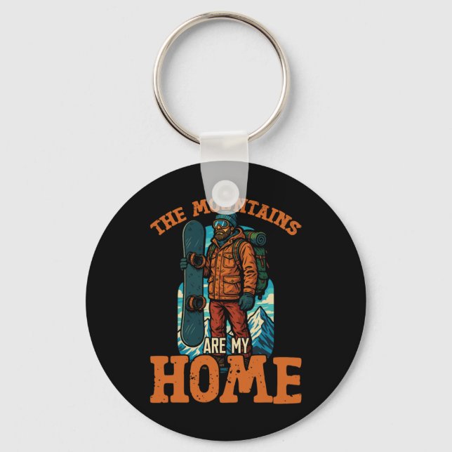 Snowboarding Snowboard Vintage Retro The Mountains Key Ring (Front)