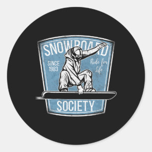 Snowboarding Snowboard Vintage Society  Classic Round Sticker