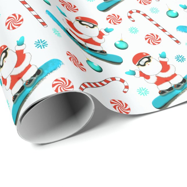 Snowboarding Snowboarder Christmas Holiday Gift Wrapping Paper (Roll Corner)