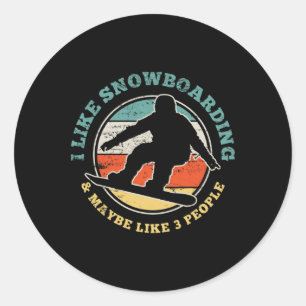 Snowboarding Snowboarder Funny Vintage Gift Classic Round Sticker