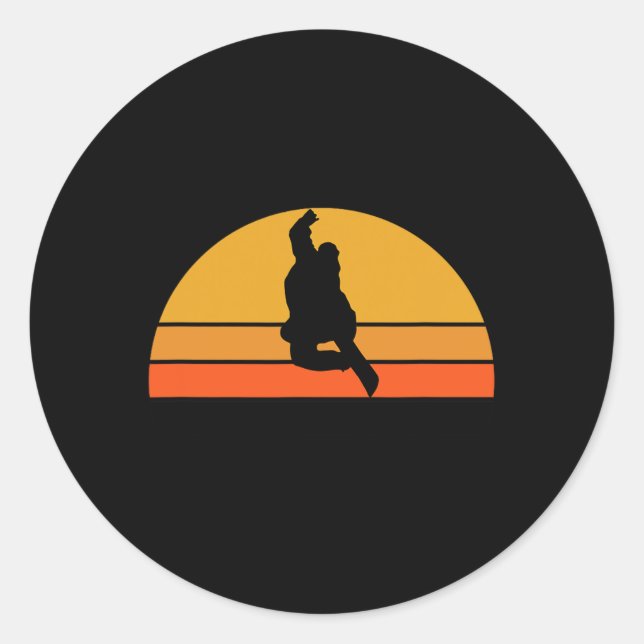 Snowboarding Snowboarder Snow Snow Winter Sunset R Classic Round Sticker (Front)