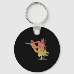 Snowboarding Snowboarder With Tree Off Piste Key Ring