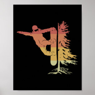 Snowboarding Snowboarder With Tree Off Piste  Poster